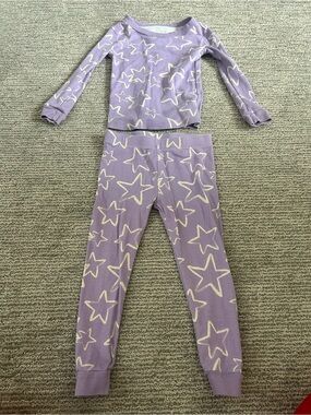 Girls Lavender Star-Print Pajama Set